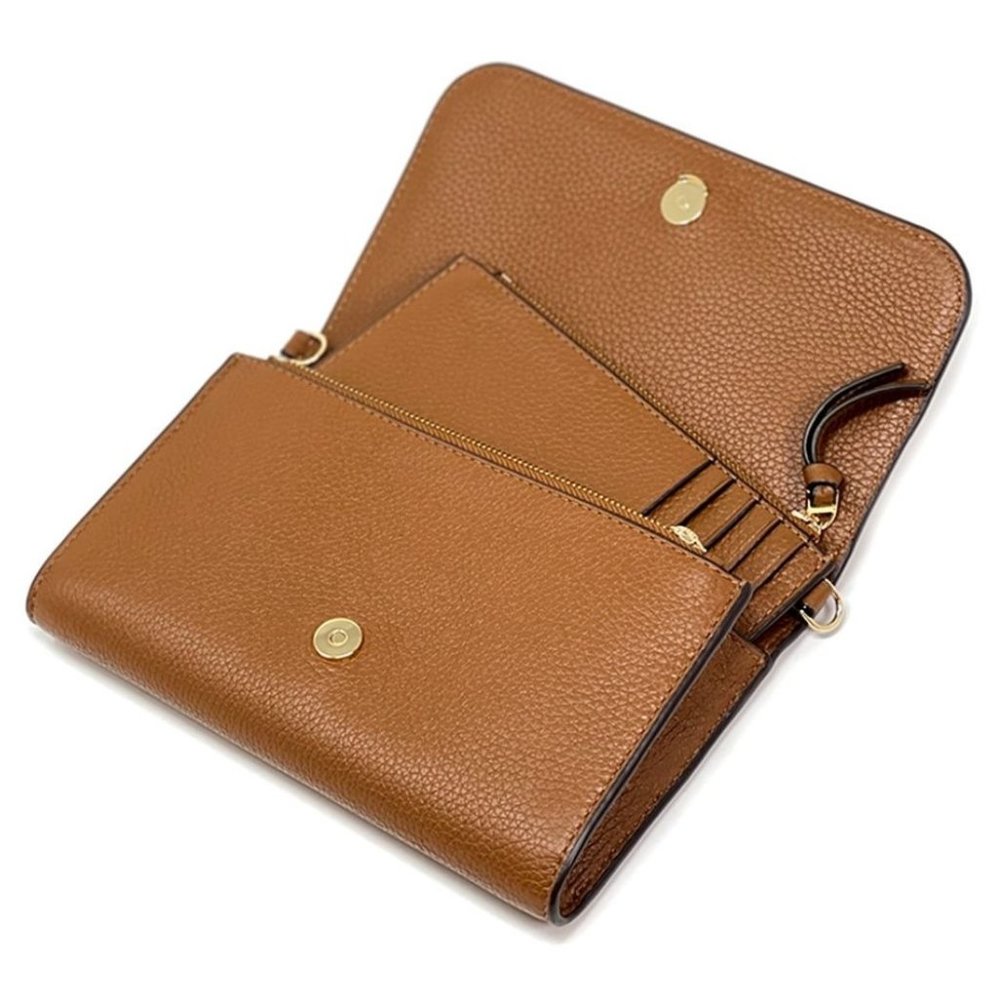 NEW Tory Burch Thea Small Brown Flat Wallet Crossbody Bag Pebbled Leather 75029 - Picture 5 of 7